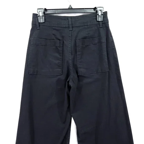 Oat New York Jeans Women's Size 4/27 Black Denim High Rise Wide Leg Raw Hem - Picture 10 of 15